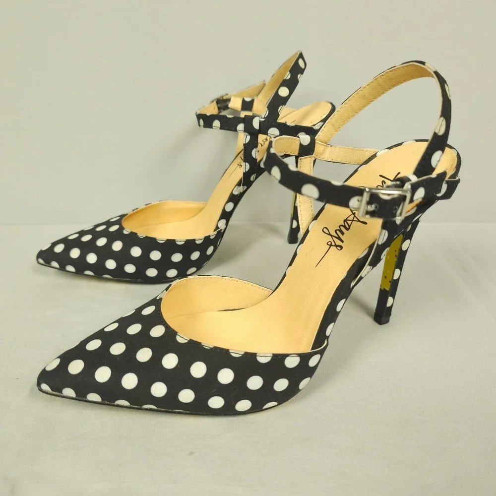 Taylor Says High Heel Stilettos Women 7.5M Black White Polka Dot Priscilla Lemon - Picture 4 of 12